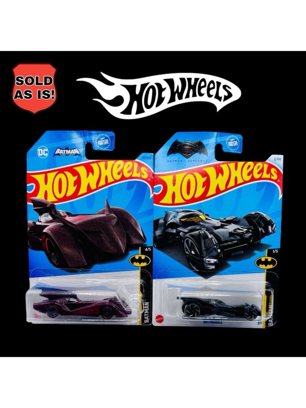 Imperfect Hotwheels Batman Batmobile Bundle. Set of 2. See Photos. Sold as is!